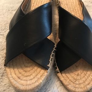 Soludos black leather slip- ons